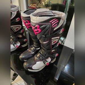 Fox Black and Pink Motocross Boots